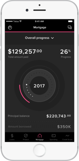 Screenshot of the MogoMortgage dashboard on an iPhone