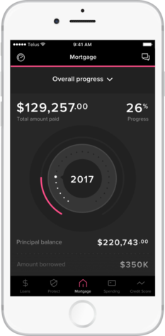 Screenshot of the MogoMortgage dashboard on an iPhone